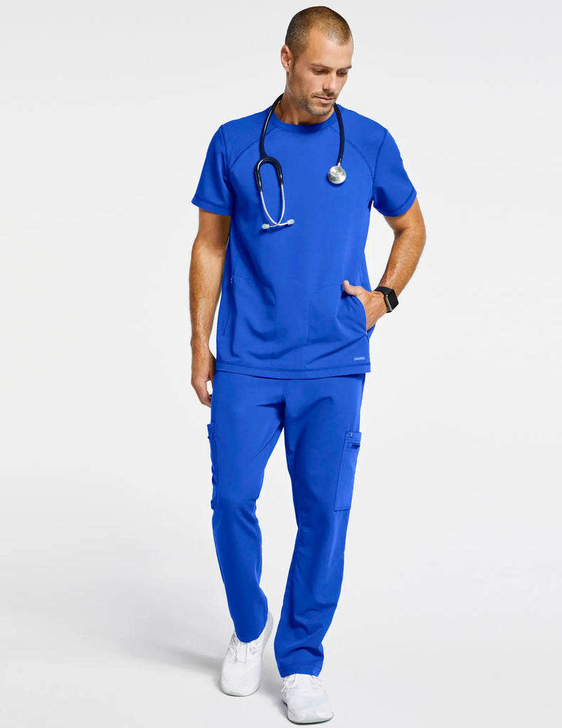 Jaanuu Scrubs Men's Raglan-Sleeve Scrub Top Royal Blue | scrub-supply.com