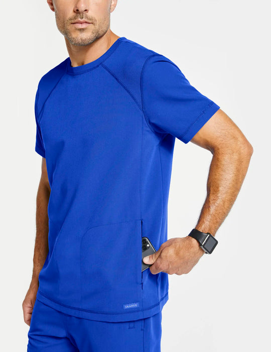 Jaanuu Scrubs Men's Raglan-Sleeve Scrub Top Royal Blue | scrub-supply.com