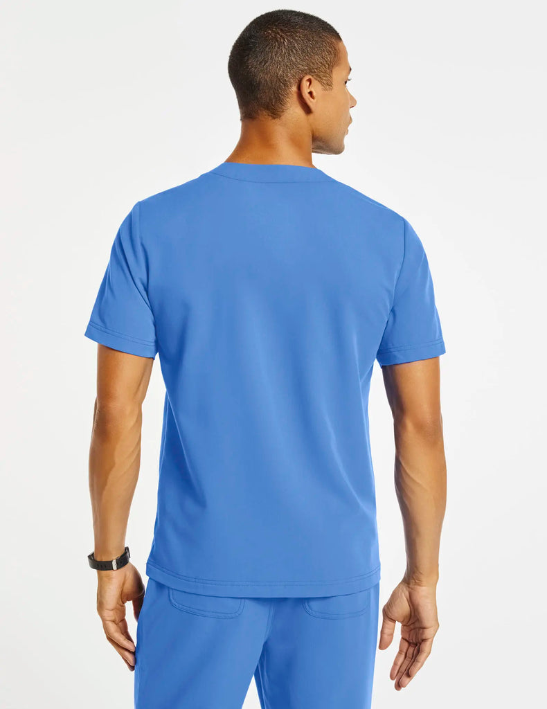 Jaanuu Scrubs Men's 2-Pocket Shaped V-Neck Scrub Top Ceil Blue | scrub-supply.com