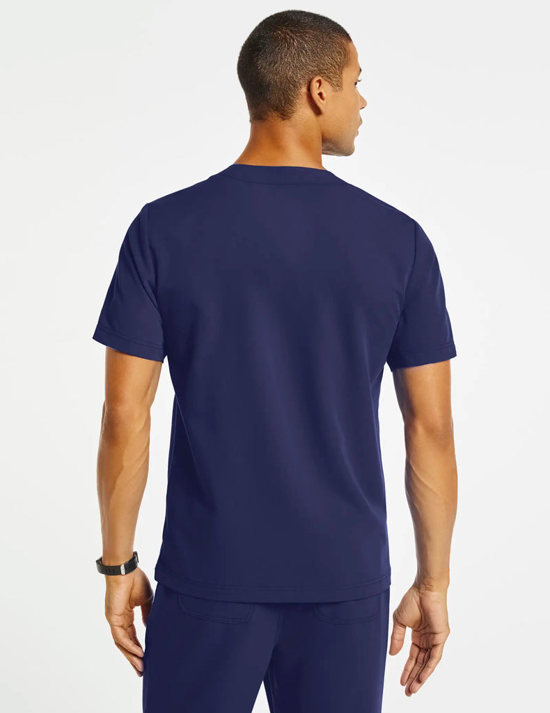 Jaanuu Scrubs Men's 2-Pocket Shaped V-Neck Scrub Top Navy | scrub-supply.com