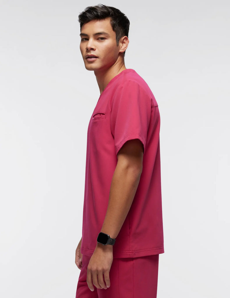 Jaanuu Scrubs Men's 4-Pocket V-Neck Scrub Top Electric Magenta | scrub-supply.com
