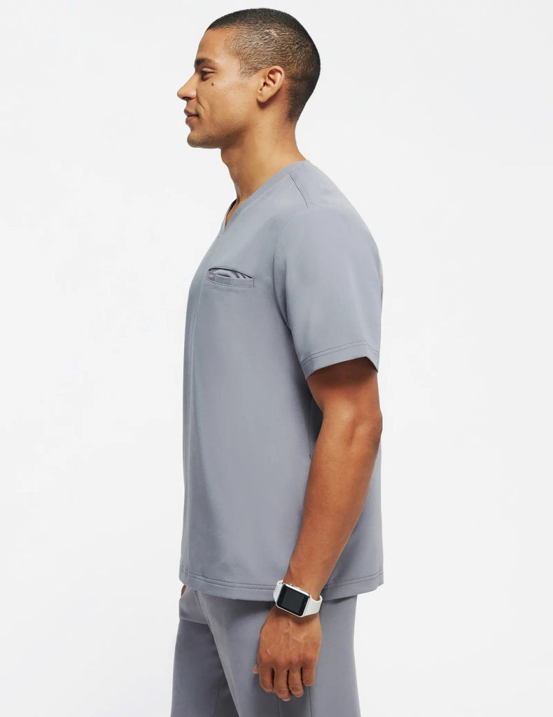 Jaanuu Scrubs Men's 4-Pocket V-Neck Scrub Top Gray | scrub-supply.com