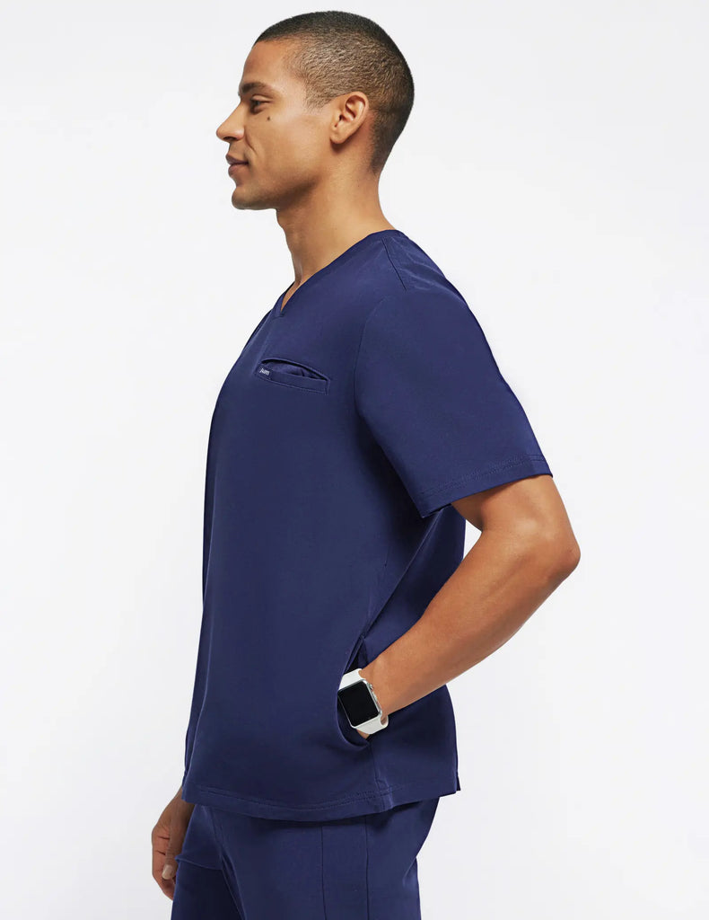 Jaanuu Scrubs Men's 4-Pocket V-Neck Scrub Top Navy | scrub-supply.com