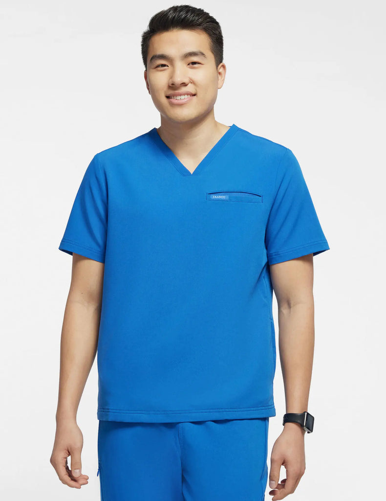 Jaanuu Scrubs Men's 4-Pocket V-Neck Scrub Top Royal Blue | scrub-supply.com