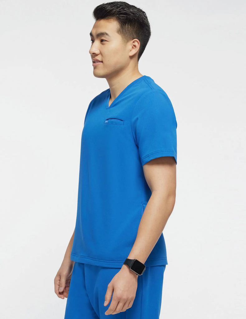 Jaanuu Scrubs Men's 4-Pocket V-Neck Scrub Top Royal Blue | scrub-supply.com