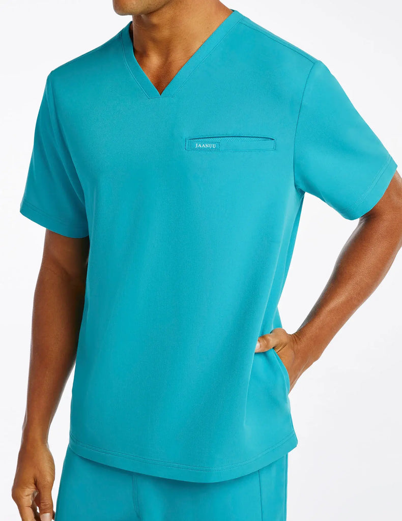 Jaanuu Scrubs Men's 4-Pocket V-Neck Scrub Top Teal | scrub-supply.com