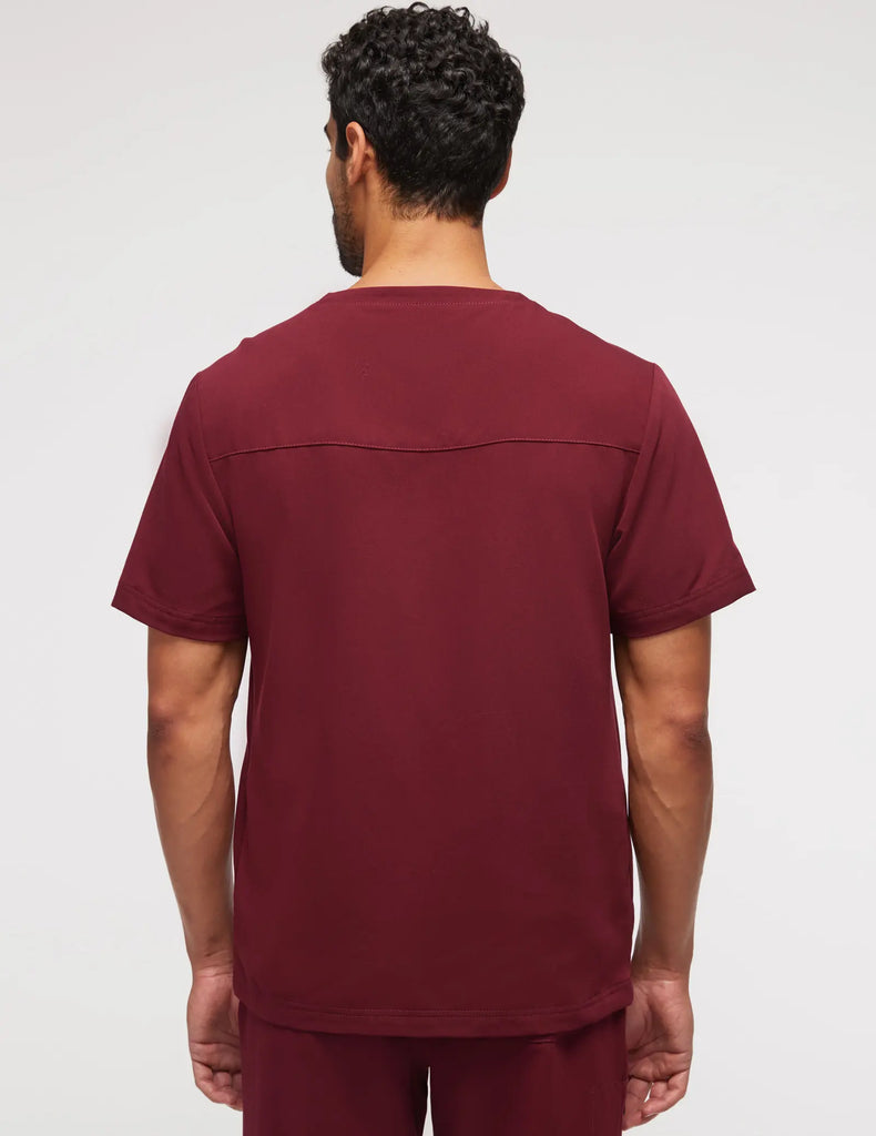 Jaanuu Scrubs Men's 4-Pocket V-Neck Scrub Top Wine | scrub-supply.com