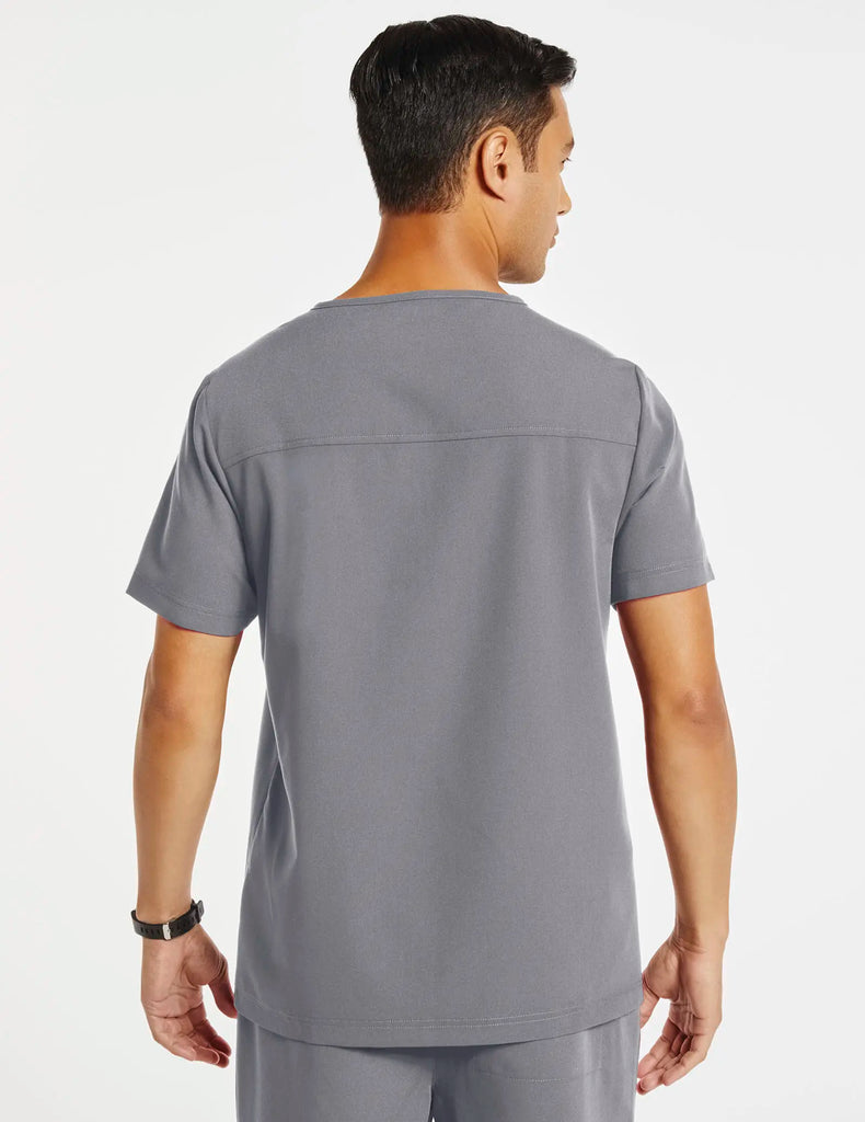 Jaanuu Scrubs Men's Hidden-Pocket Scrub Top Gray | scrub-supply.com