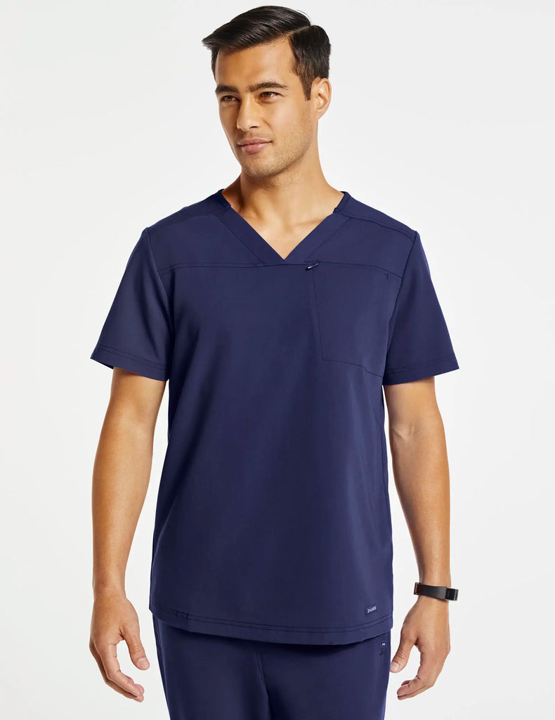 Jaanuu Scrubs Men's Hidden-Pocket Scrub Top Navy | scrub-supply.com