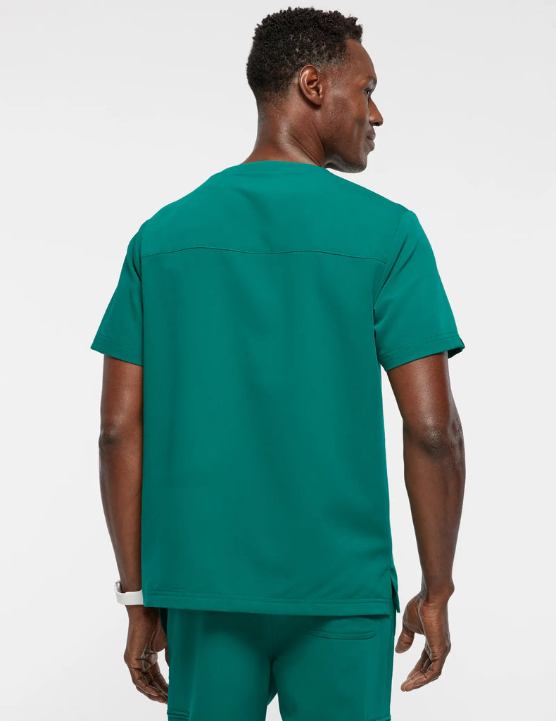 Jaanuu Scrubs Men's 2-Pocket V-Neck Top Hunter Green | scrub-supply.com