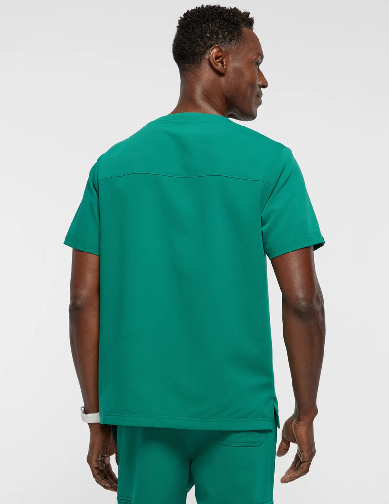 Jaanuu Scrubs Men's 2-Pocket V-Neck Top Hunter Green | scrub-supply.com