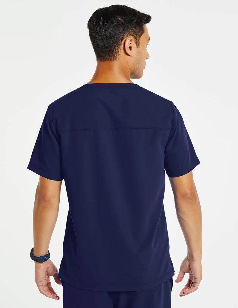 Jaanuu Scrubs Men's 2-Pocket V-Neck Top Navy | scrub-supply.com