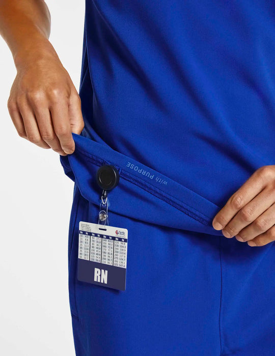 Jaanuu Scrubs Men's 2-Pocket V-Neck Top Royal Blue | scrub-supply.com