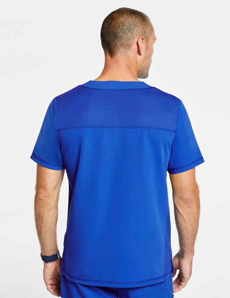 Jaanuu Scrubs Men's Paneled-Mesh V-Neck Scrub Top Royal Blue | scrub-supply.com