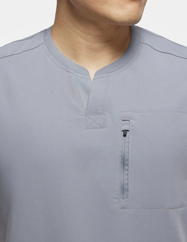 Jaanuu Scrubs Men's 3-Pocket Crewneck Scrub Top Gray | scrub-supply.com