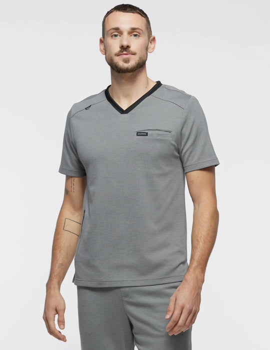Jaanuu Scrubs Men's Evolve Side-Zip Scrub Top Graphite | scrub-supply.com