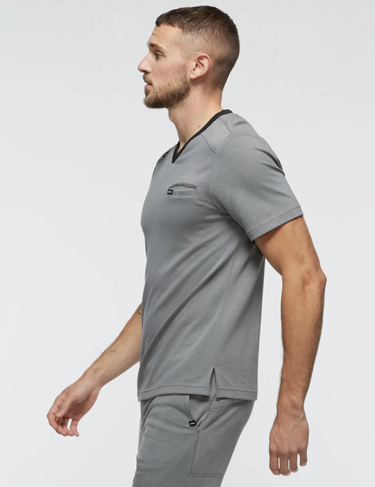 Jaanuu Scrubs Men's Evolve Side-Zip Scrub Top Graphite | scrub-supply.com