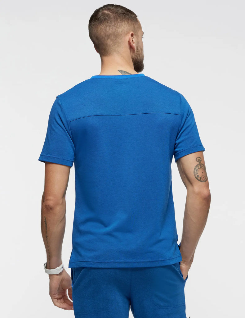 Jaanuu Scrubs Men's Evolve Side-Zip Scrub Top Heather Royal Blue | scrub-supply.com