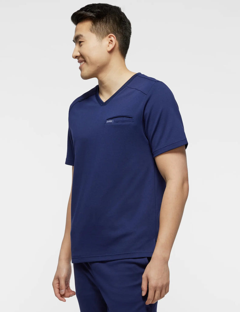 Jaanuu Scrubs Men's Evolve Side-Zip Scrub Top Navy | scrub-supply.com