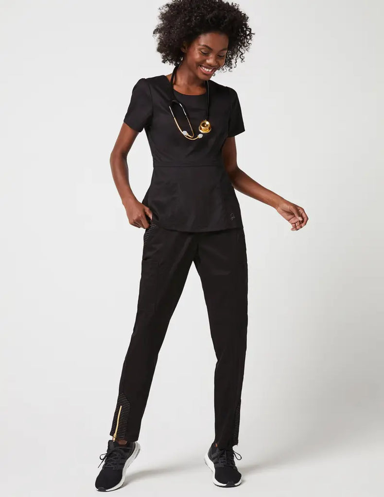 Jaanuu Scrubs Women's Moto Pant Black | scrub-supply.com