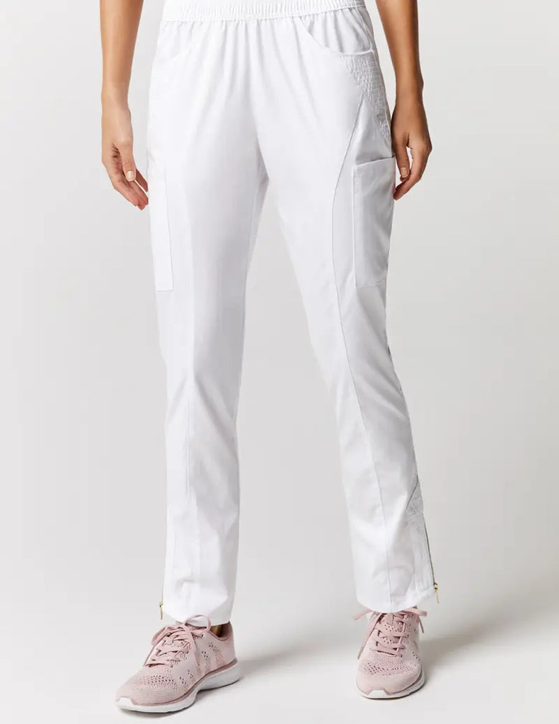 Jaanuu Scrubs Women's Moto Pant White | scrub-supply.com