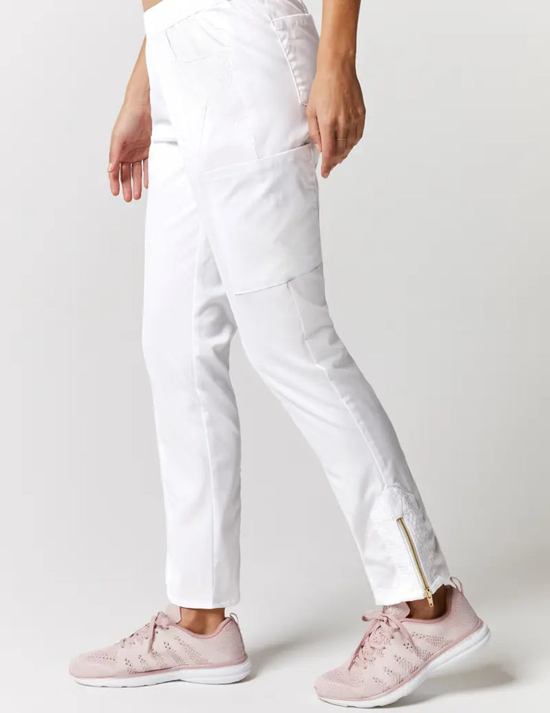 Jaanuu Scrubs Women's Moto Pant White | scrub-supply.com