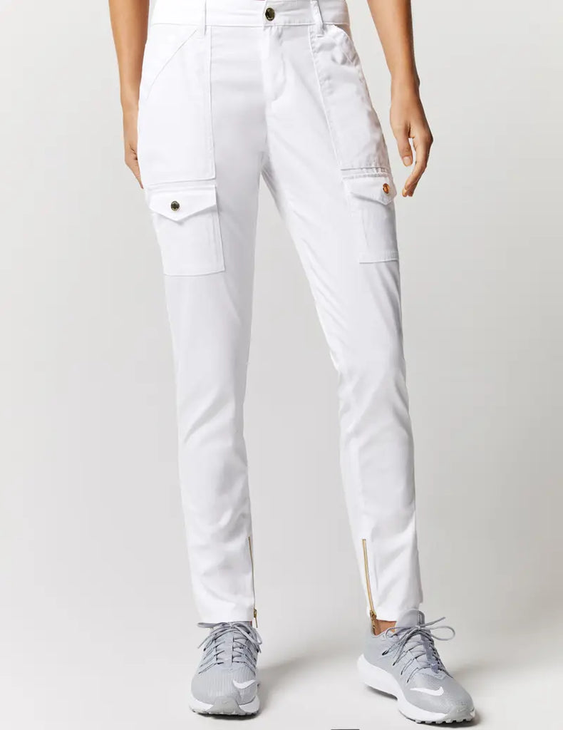 Jaanuu Scrubs Women's Skinny Cargo Pant White | scrub-supply.com