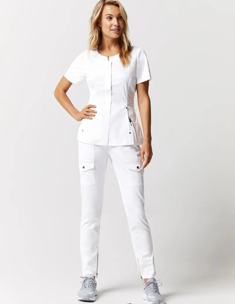 Jaanuu Scrubs Women's Skinny Cargo Pant White | scrub-supply.com