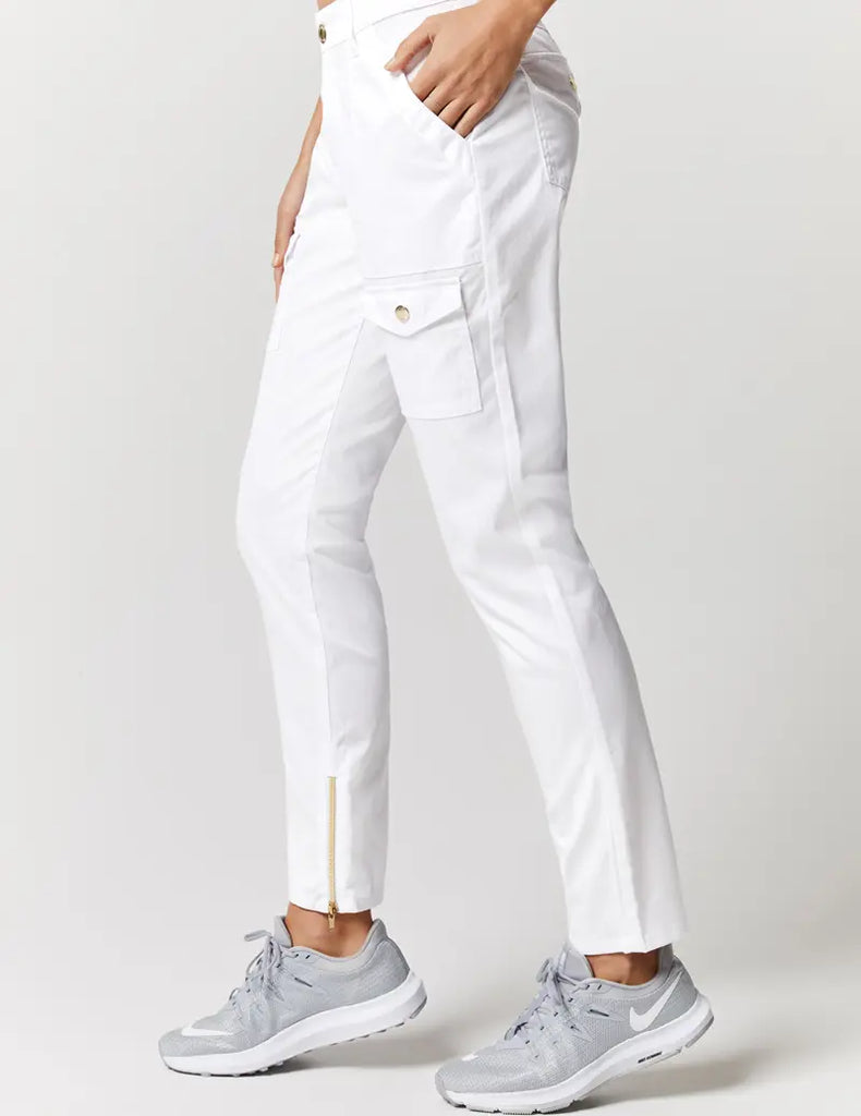 Jaanuu Scrubs Women's Skinny Cargo Pant White | scrub-supply.com