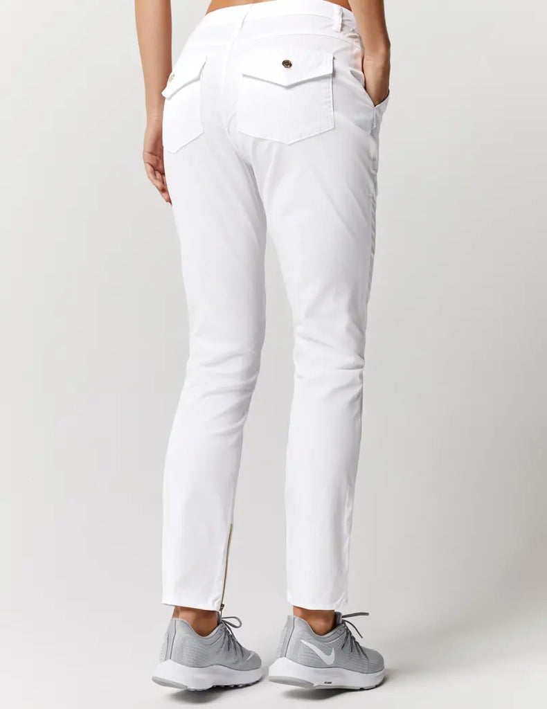 Jaanuu Scrubs Women's Skinny Cargo Pant White | scrub-supply.com