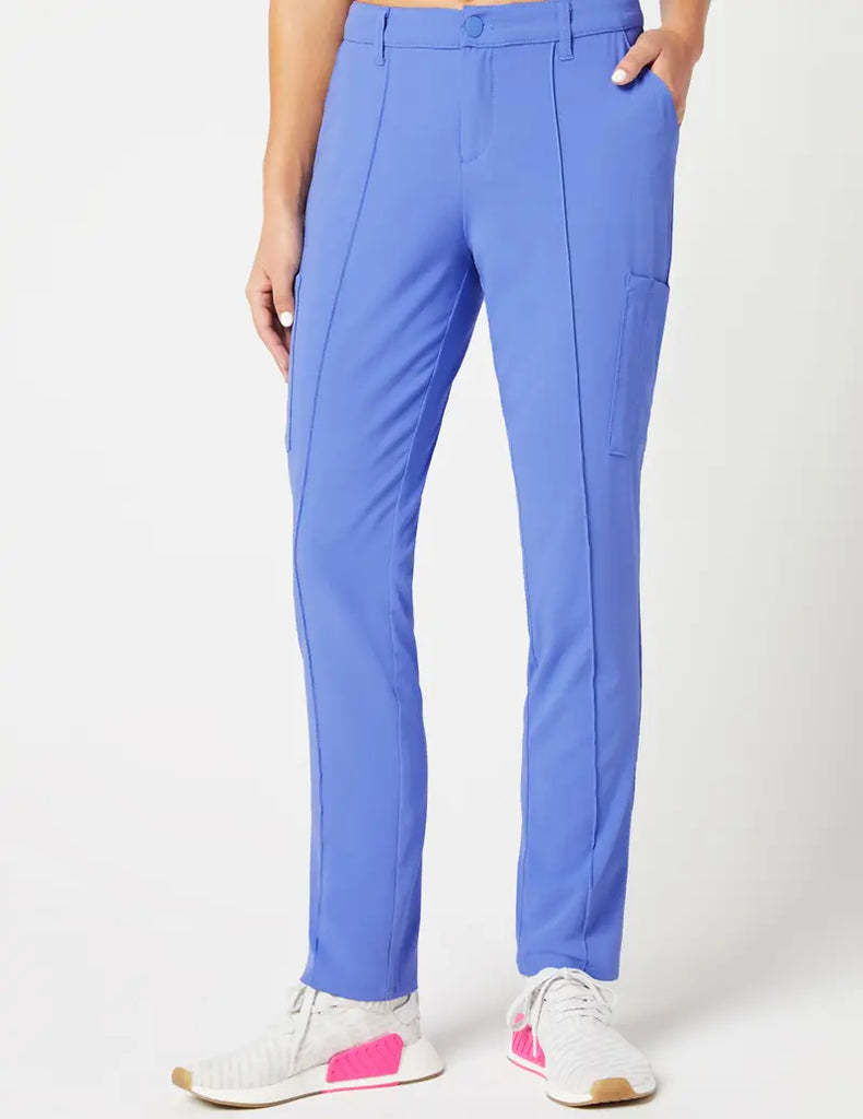 Jaanuu Scrubs Women's Slim Cargo Trouser Pant Ceil Blue | scrub-supply.com