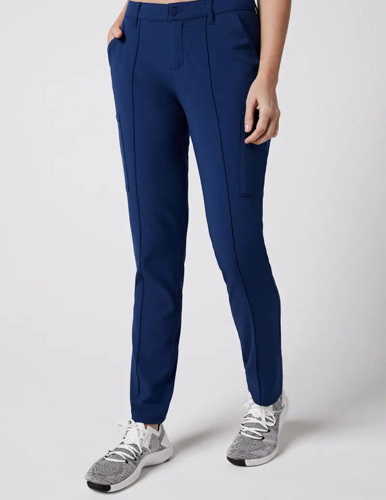 Jaanuu Scrubs Women's Slim Cargo Trouser Pant Estate Navy Blue | scrub-supply.com