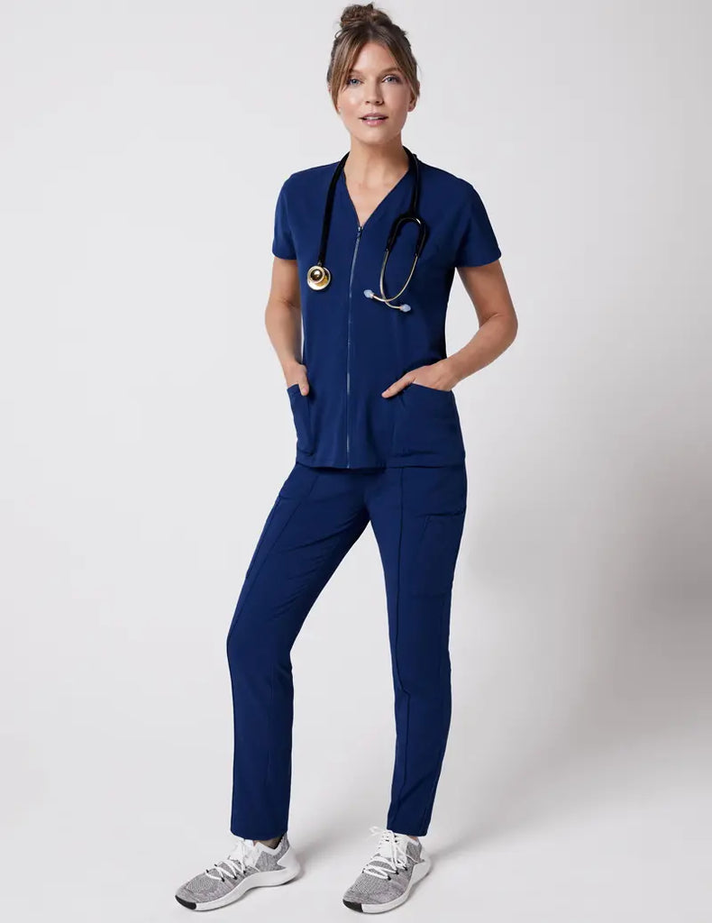 Jaanuu Scrubs Women's Slim Cargo Trouser Pant Estate Navy Blue | scrub-supply.com