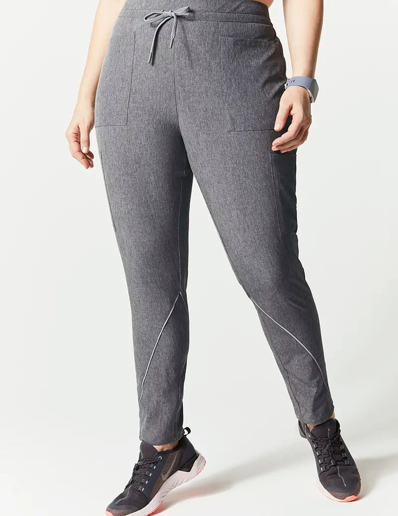 Jaanuu Scrubs Women's Charge Cargo Drawcord Pant Heathered Grey | scrub-supply.com