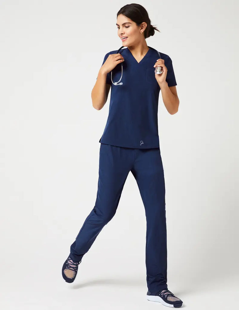 Jaanuu Scrubs Women's Sprint Straight Leg Pant Heathered Navy | scrub-supply.com