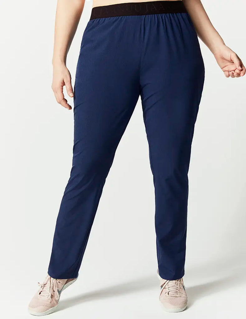 Jaanuu Scrubs Women's Sprint Straight Leg Pant Heathered Navy | scrub-supply.com