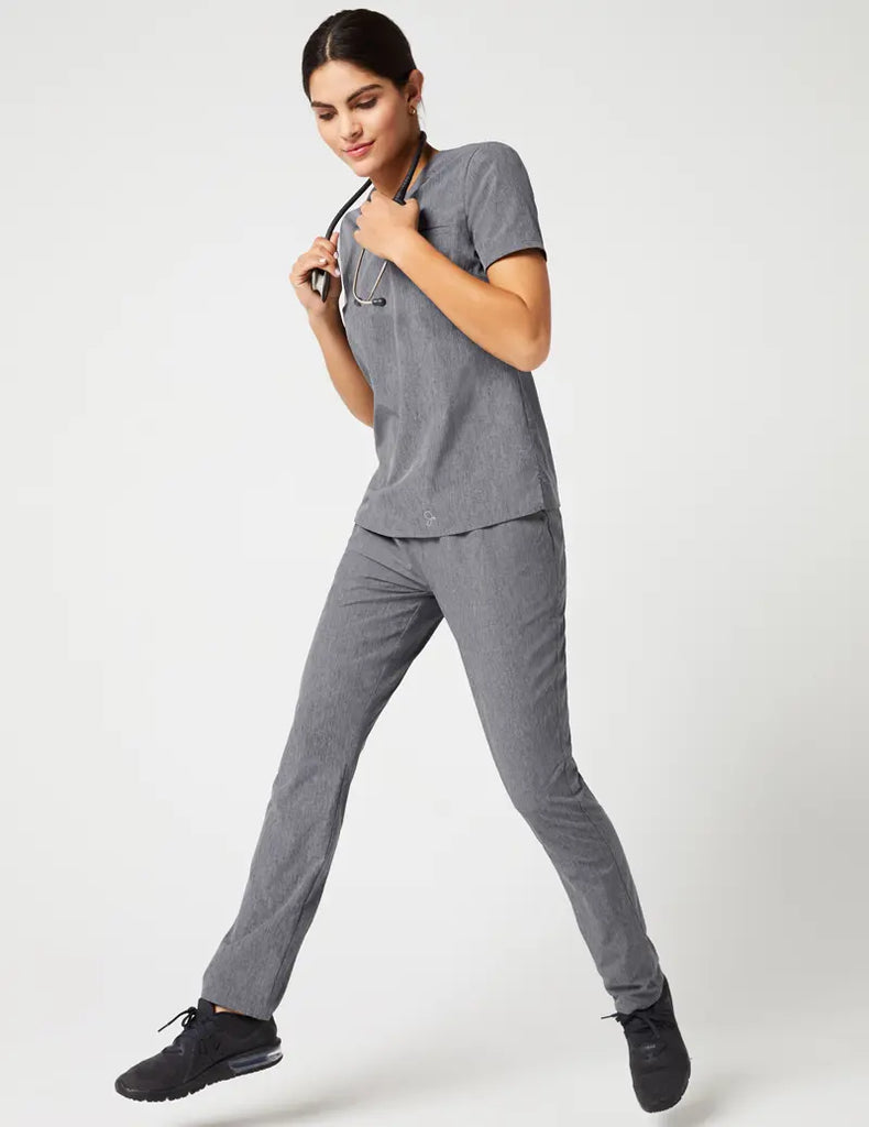 Jaanuu Scrubs Women's Sprint Straight Leg Pant Heathered Grey | scrub-supply.com