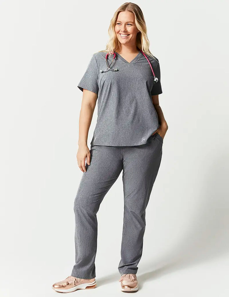 Jaanuu Scrubs Women's Sprint Straight Leg Pant Heathered Grey | scrub-supply.com