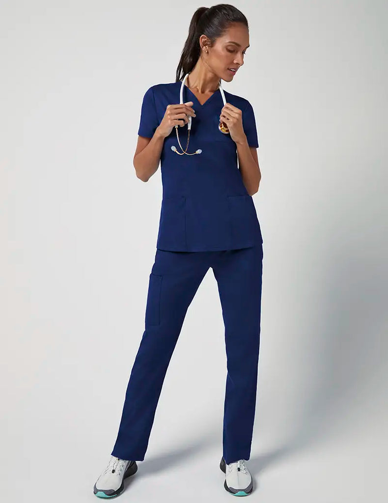 Jaanuu Scrubs Women's Straight Leg 4 Pocket Pant Estate Navy Blue | scrub-supply.com