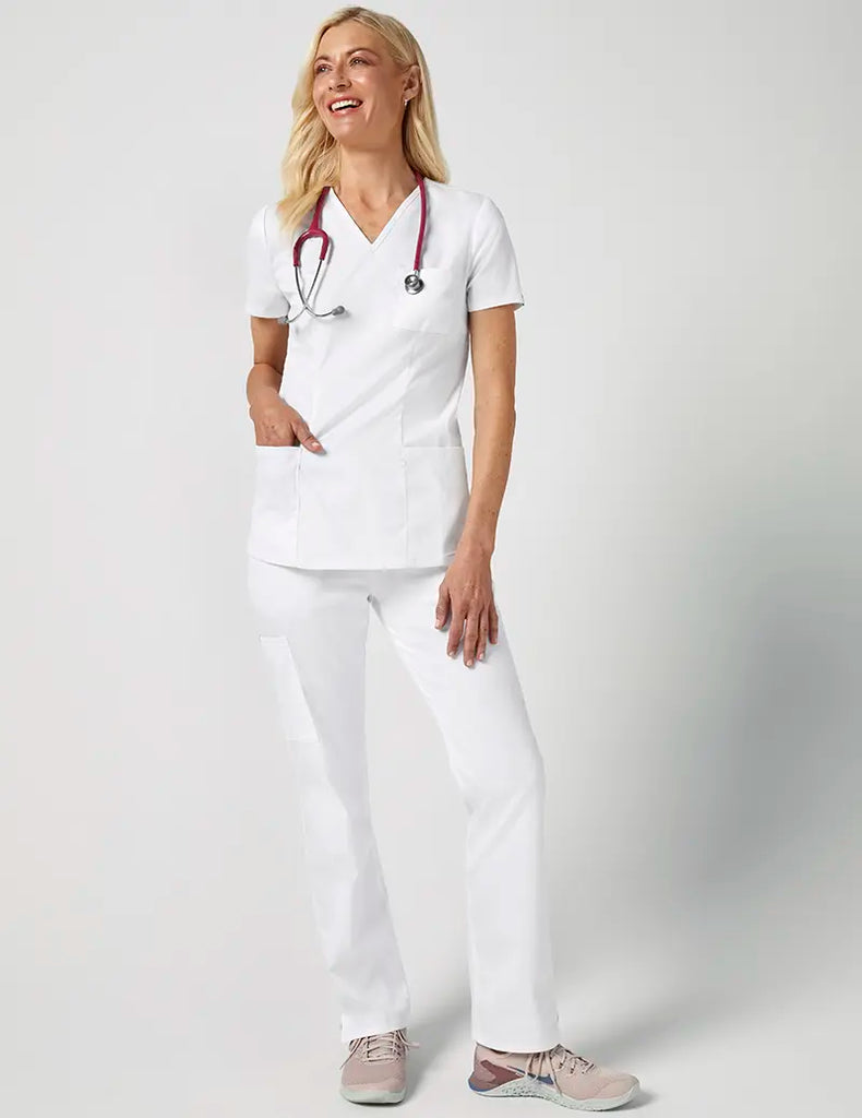 Jaanuu Scrubs Women's Straight Leg 4 Pocket Pant White | scrub-supply.com