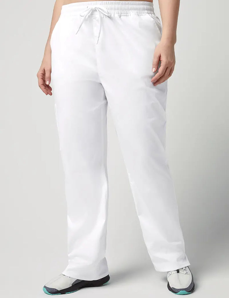 Jaanuu Scrubs Women's Straight Leg 4 Pocket Pant White | scrub-supply.com