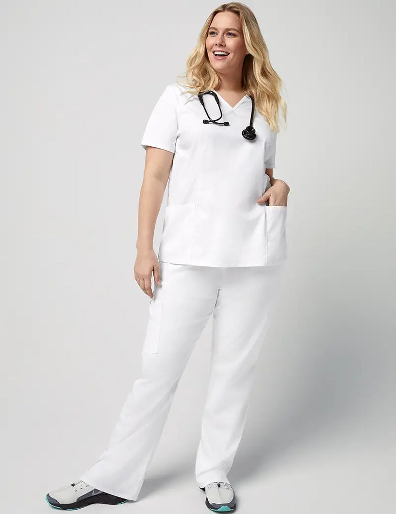 Jaanuu Scrubs Women's Straight Leg 4 Pocket Pant White | scrub-supply.com