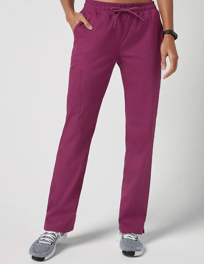 Jaanuu Scrubs Women's Straight Leg 4 Pocket Pant Wine | scrub-supply.com