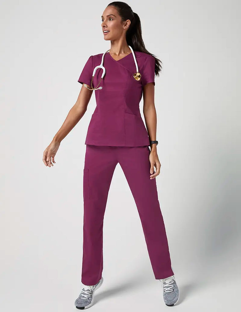 Jaanuu Scrubs Women's Straight Leg 4 Pocket Pant Wine | scrub-supply.com