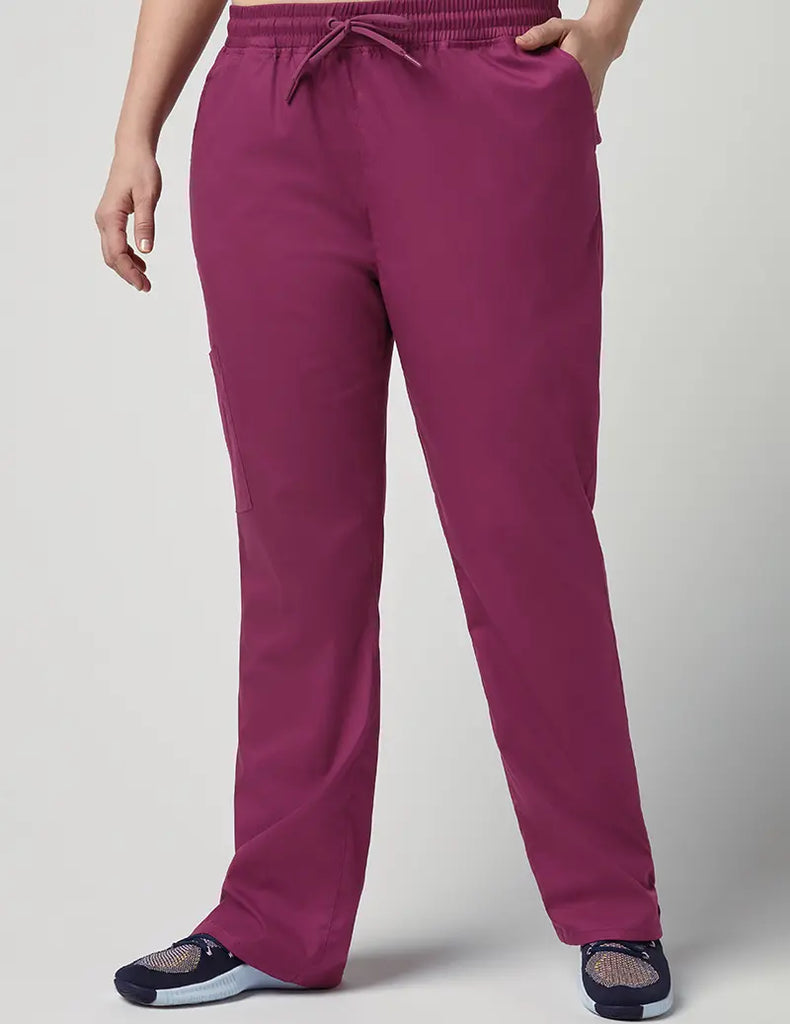 Jaanuu Scrubs Women's Straight Leg 4 Pocket Pant Wine | scrub-supply.com