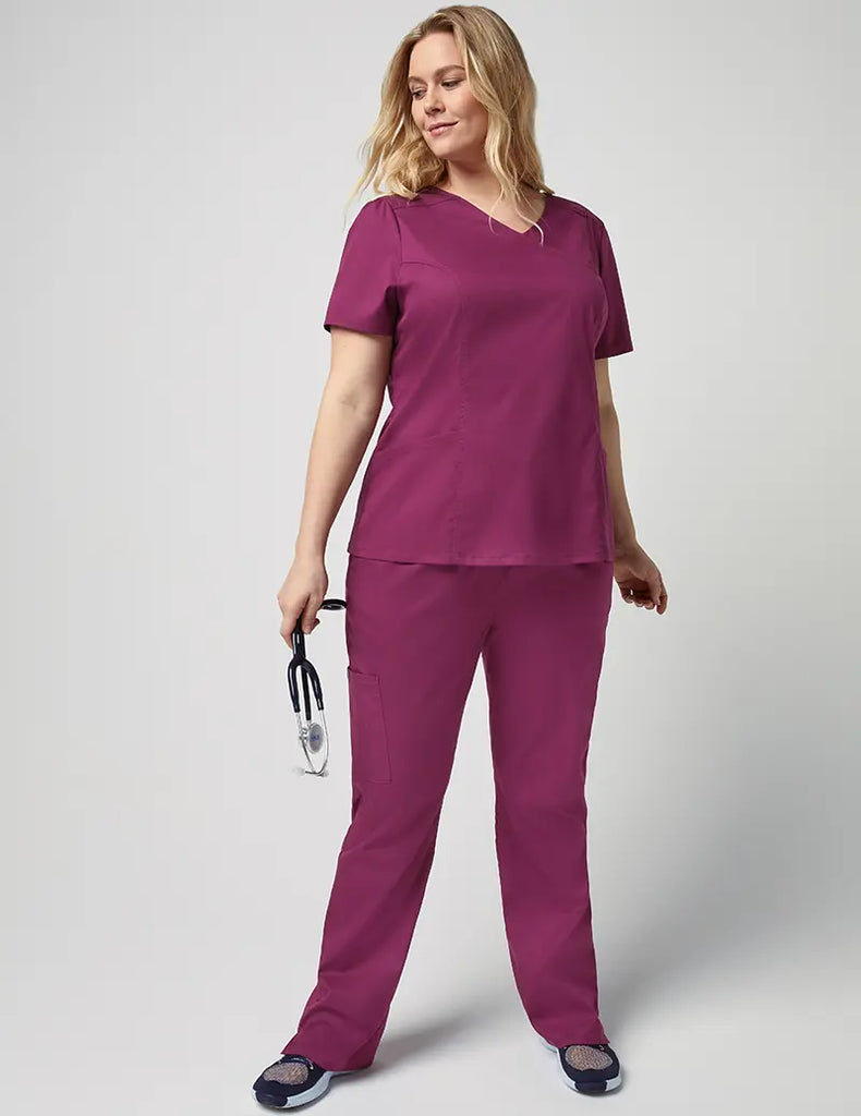 Jaanuu Scrubs Women's Straight Leg 4 Pocket Pant Wine | scrub-supply.com