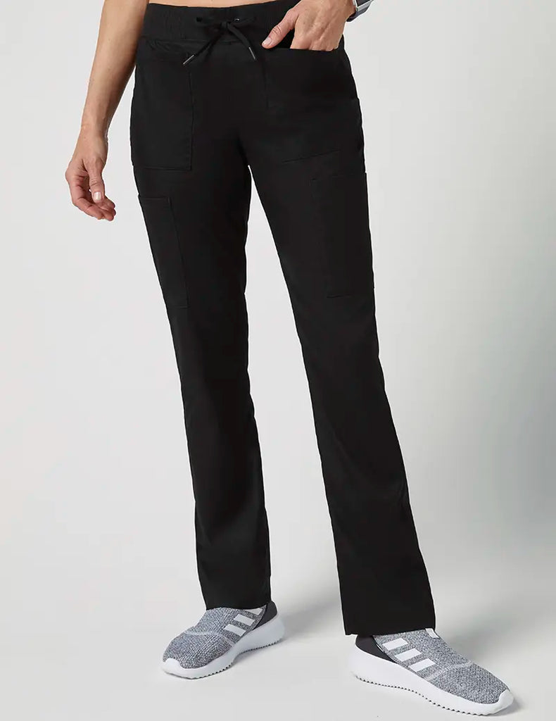 Jaanuu Scrubs Women's Drawstring 6 Pocket Pant Black | scrub-supply.com