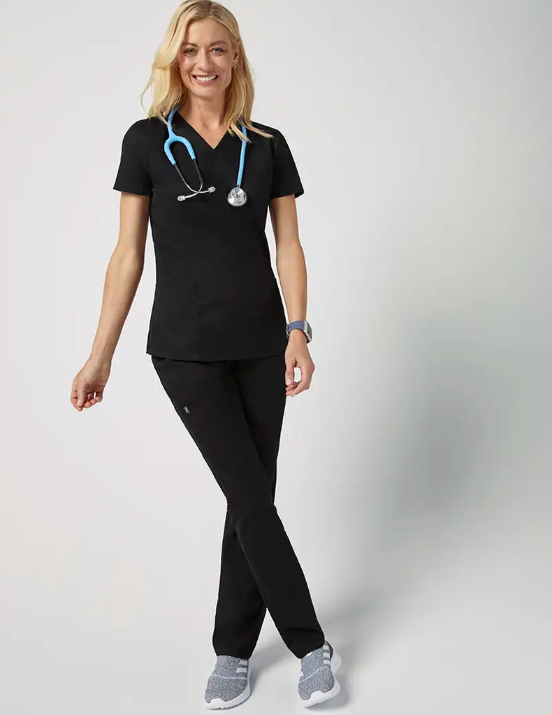 Jaanuu Scrubs Women's Drawstring 6 Pocket Pant Black | scrub-supply.com