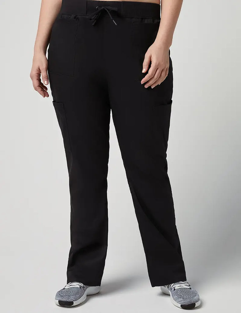 Jaanuu Scrubs Women's Drawstring 6 Pocket Pant Black | scrub-supply.com