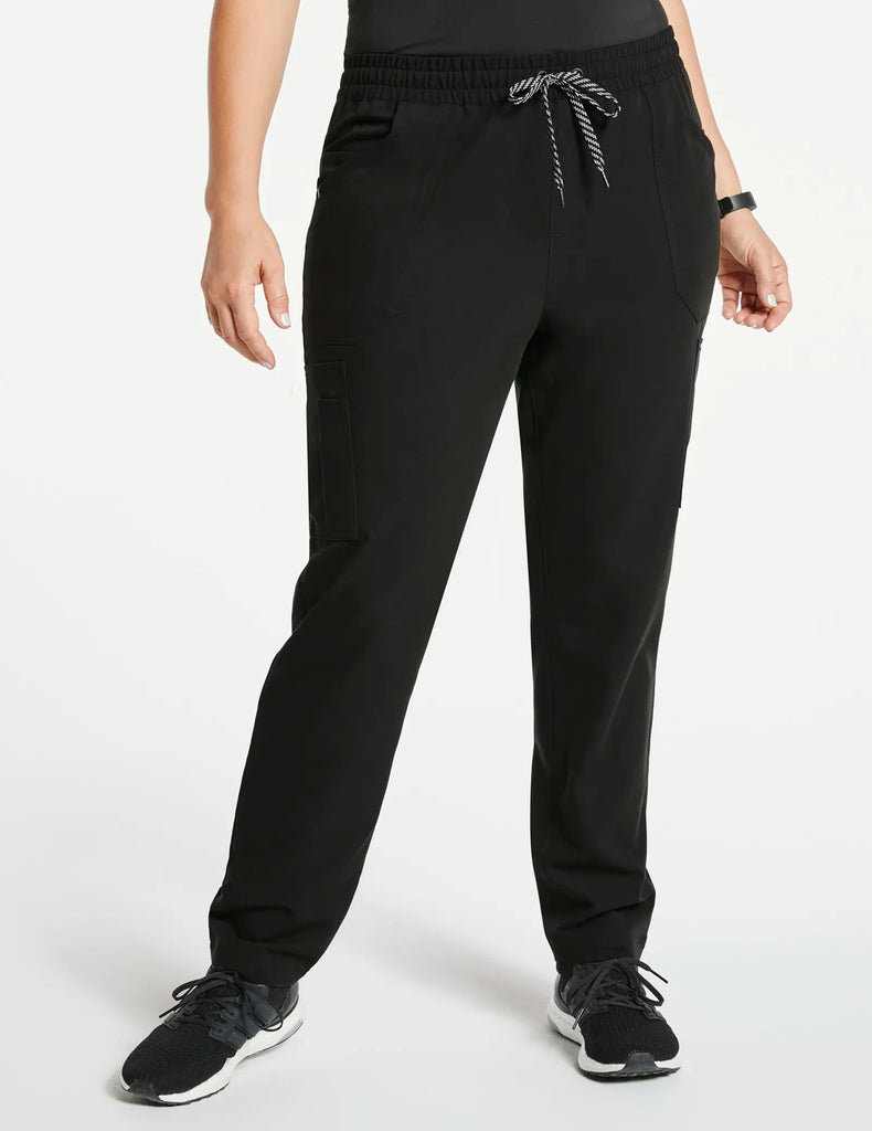 Jaanuu Scrubs Women's 8-Pocket Cargo Scrub Pant Black | scrub-supply.com